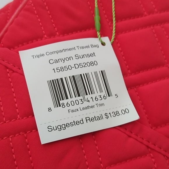 Vera Bradley Triple Compartment Travel Bag, Canyon Sunset Red - Picture 4 of 15